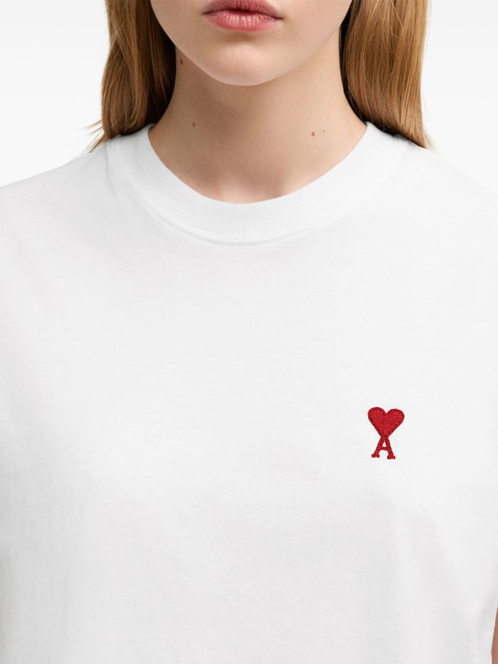 Ami Paris Men's White T-Shirt with Red Heart - Dipierro Ami Paris Men's White T-Shirt with Red Heart - Dipierro