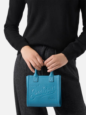 Mc2 Saint Barth Damen-Mini-Tasche aus gehämmertem Leder, blau 2