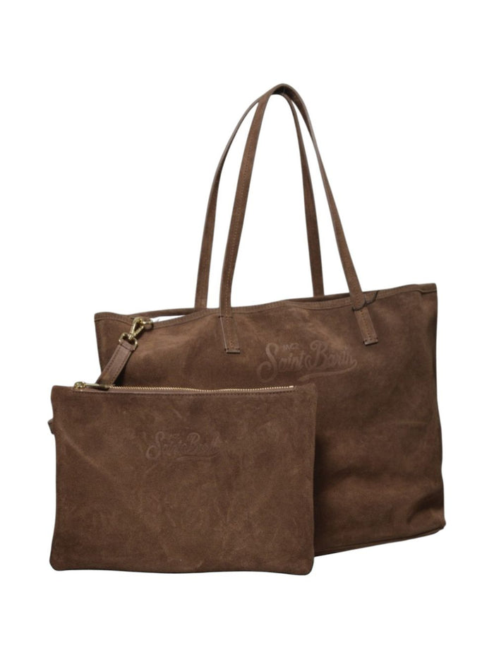 Mc2 Saint Barth Borsa  City Bag Suede Donna Marrone 2