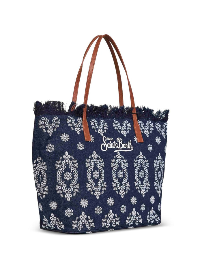 Mc2 Saint Barth Borsa City Bag Fringe Bandana Donna Blu 2