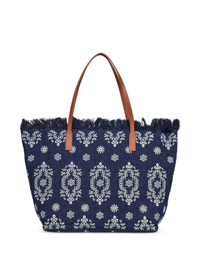 Mc2 Saint Barth Borsa City Bag Fringe Bandana Donna Blu 3