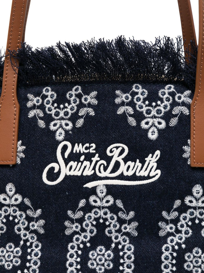 Mc2 Saint Barth Borsa City Bag Fringe Bandana Donna Blu 2