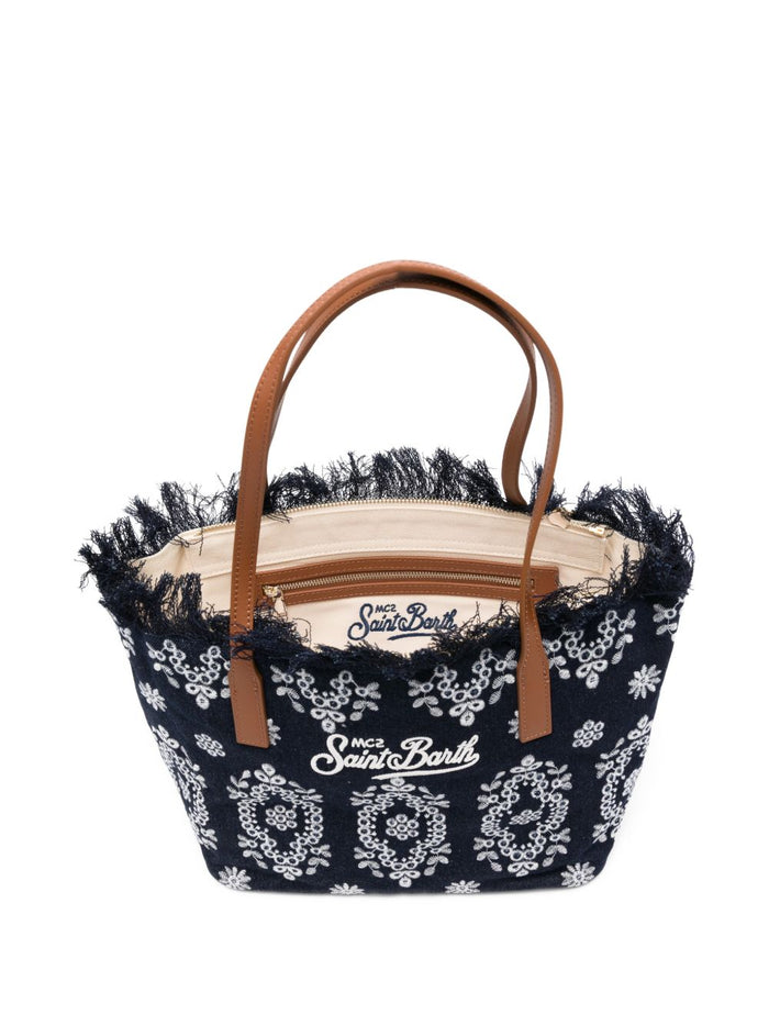 Mc2 Saint Barth Borsa City Bag Fringe Bandana Donna Blu 3