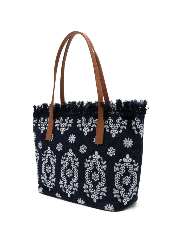 Mc2 Saint Barth Borsa City Bag Fringe Bandana Donna Blu 4