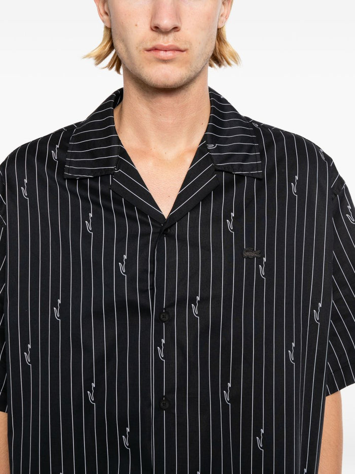 Lacoste Camicia Righe Uomo Nero 4