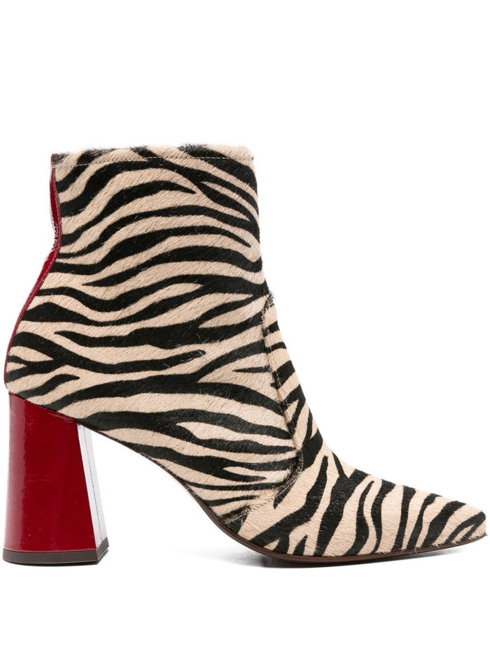 Chie Mihara Women's Beige-Black Zebra Ankle Boots 1
