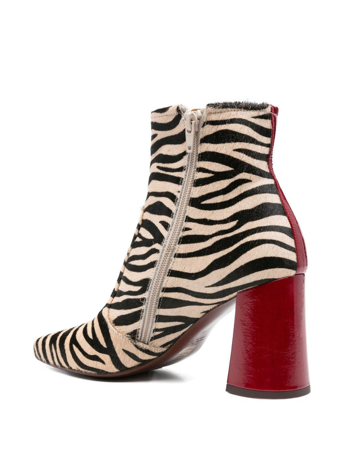 Chie Mihara Women's Beige-Black Zebra Ankle Boots 3