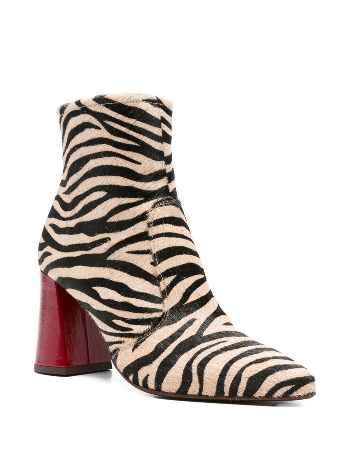 Chie Mihara Women's Beige-Black Zebra Ankle Boots 4