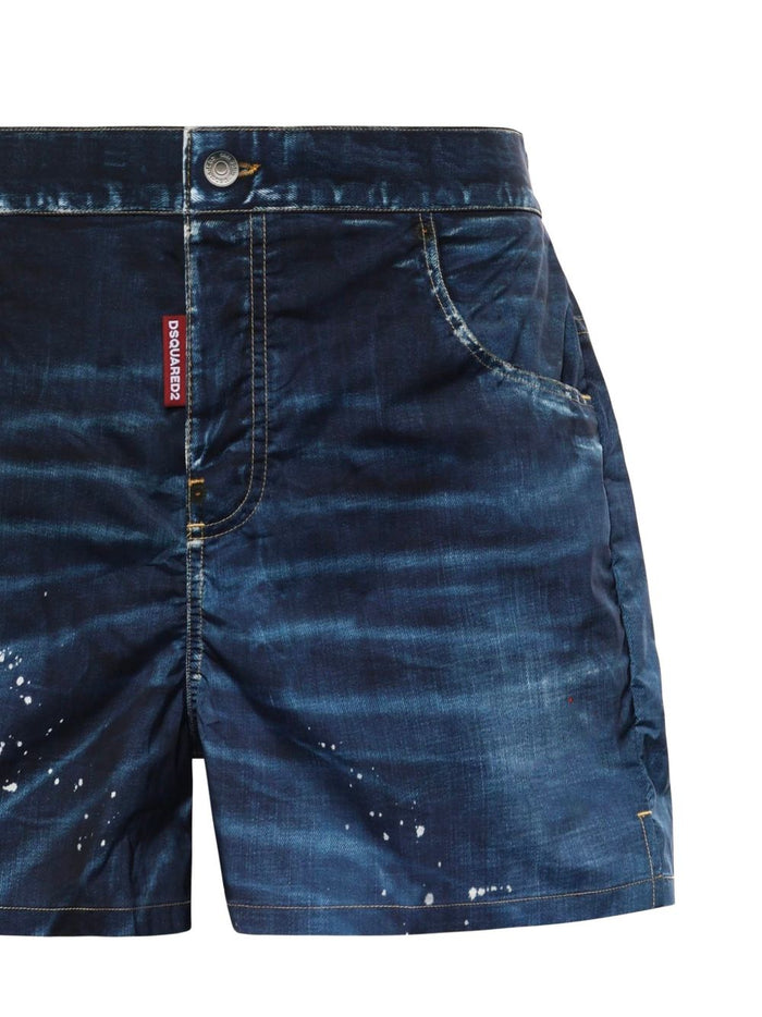Dsquared2 Boxer Stampa Denim Uomo Blu 3