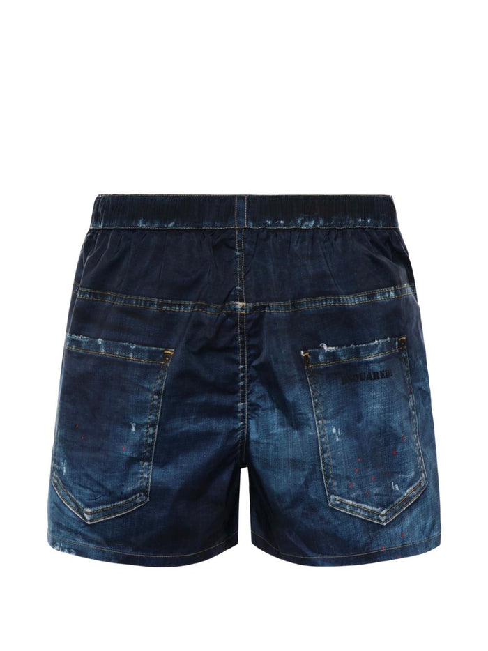 Dsquared2 Boxer Stampa Denim Uomo Blu 2