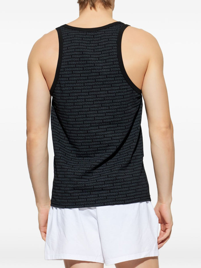 Dsquared2 Canotta Logo All Over Uomo Nero 2