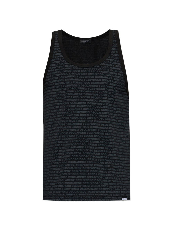 Dsquared2 Canotta Logo All Over Uomo Nero 3