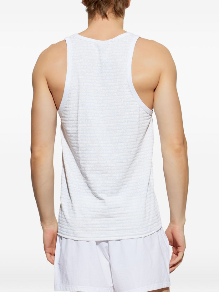 Dsquared2 Canotta Logo All Over Uomo Bianco 2