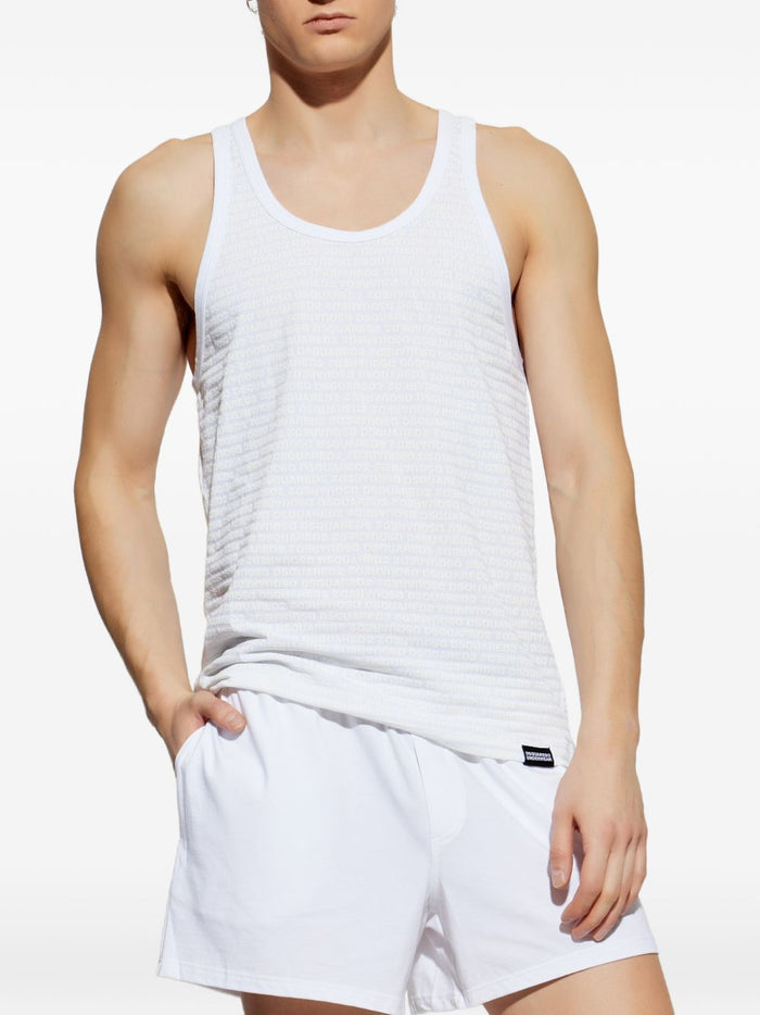 Dsquared2 Canotta Logo All Over Uomo Bianco 1