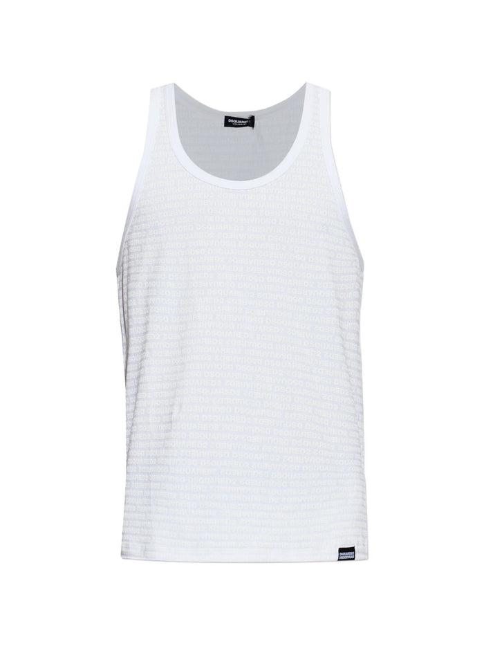 Dsquared2 Canotta Logo All Over Uomo Bianco 3