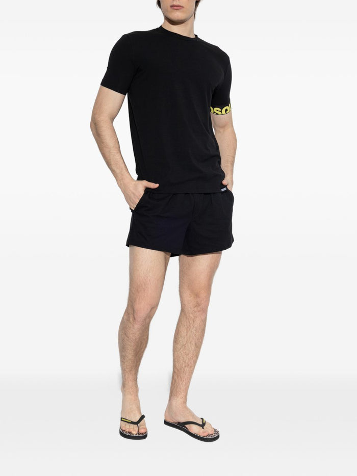 Dsquared2 T-shirt Banda Logo Giallo Uomo Nero 2