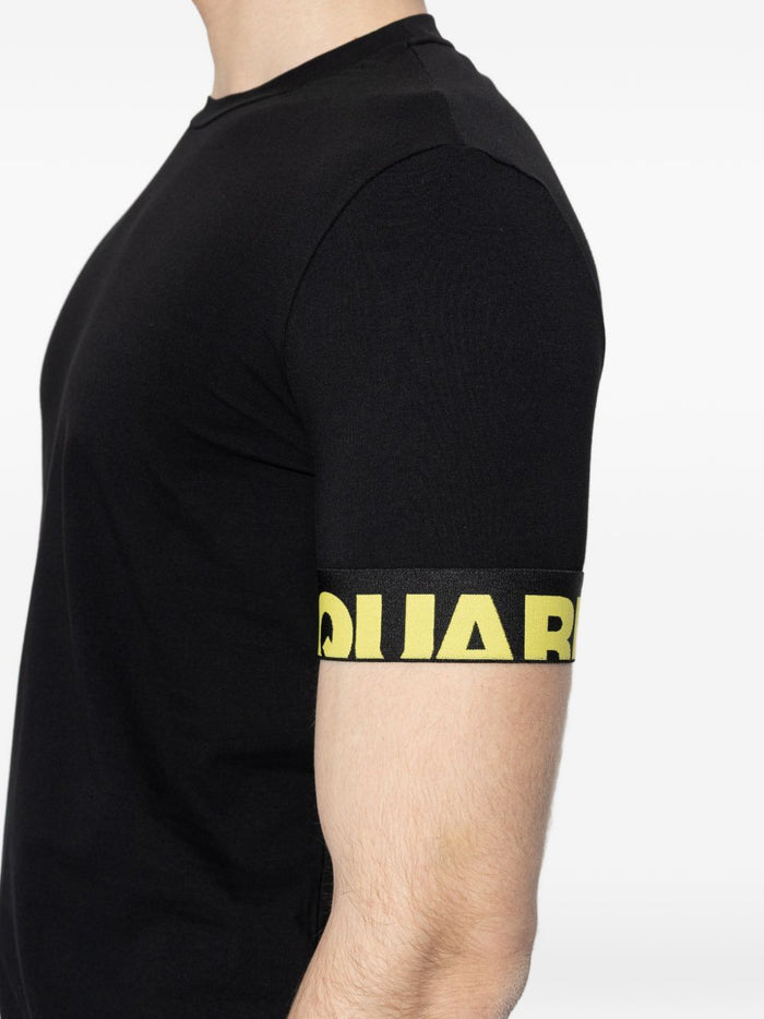 Dsquared2 T-shirt Banda Logo Giallo Uomo Nero 4
