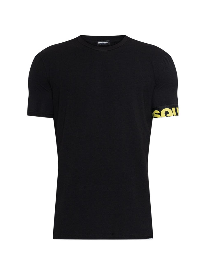 Dsquared2 T-shirt Banda Logo Giallo Uomo Nero 5