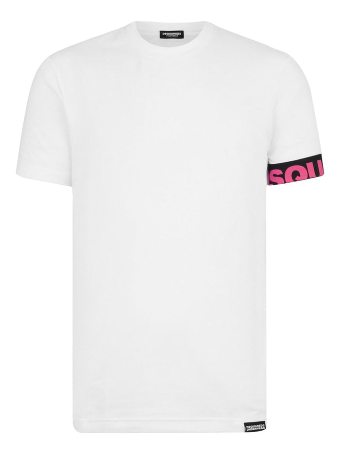 Dsquared2 T-shirt Banda Logo Uomo Bianco 1