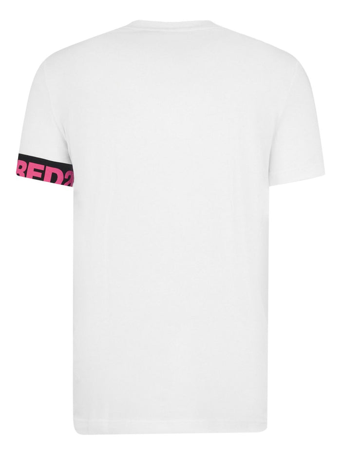 Dsquared2 T-shirt Banda Logo Uomo Bianco 2
