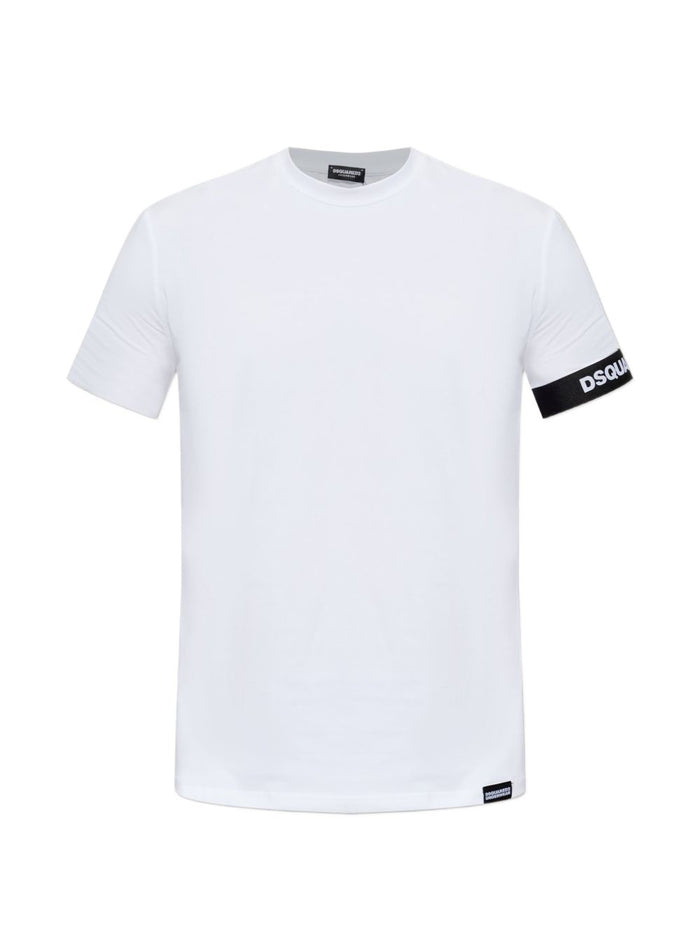 Dsquared2 T-shirt Banda Logo Uomo Bianco 3