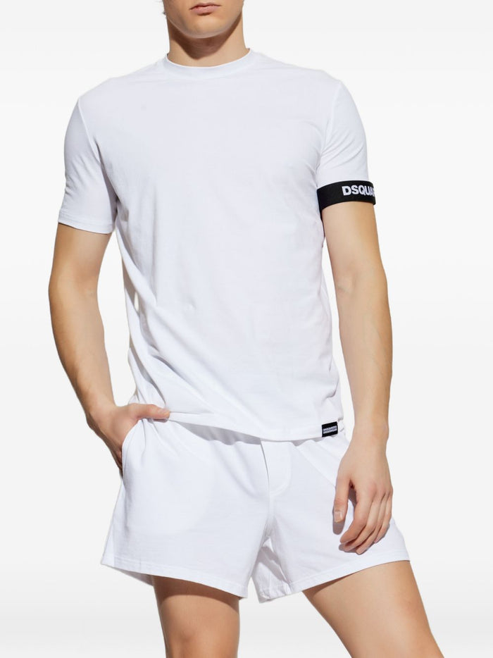 Dsquared2 T-shirt Banda Logo Uomo Bianco 1