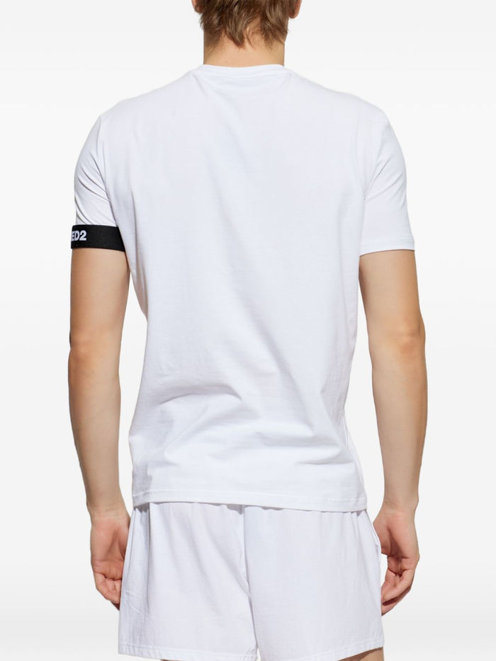 Dsquared2 T-shirt Banda Logo Uomo Bianco 2