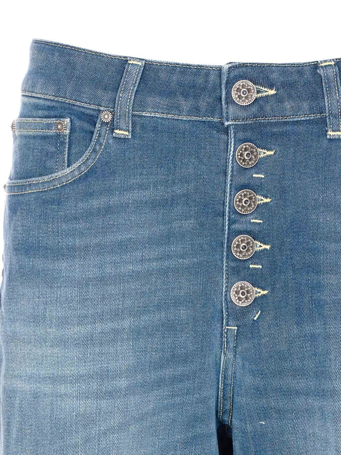 Dondup Jeans Blu Donna Bottoni Frontali 3