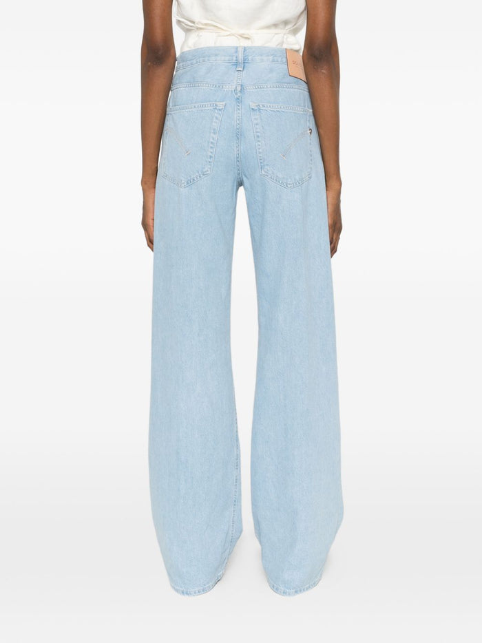 Dondup Jeans Blu Donna Gamba Ampia 3