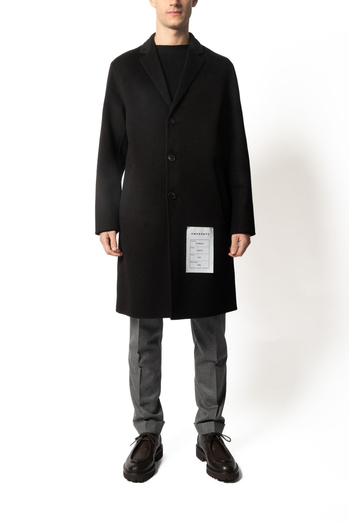 Amaranto Cappotto Nero Uomo Monopetto Slim 1