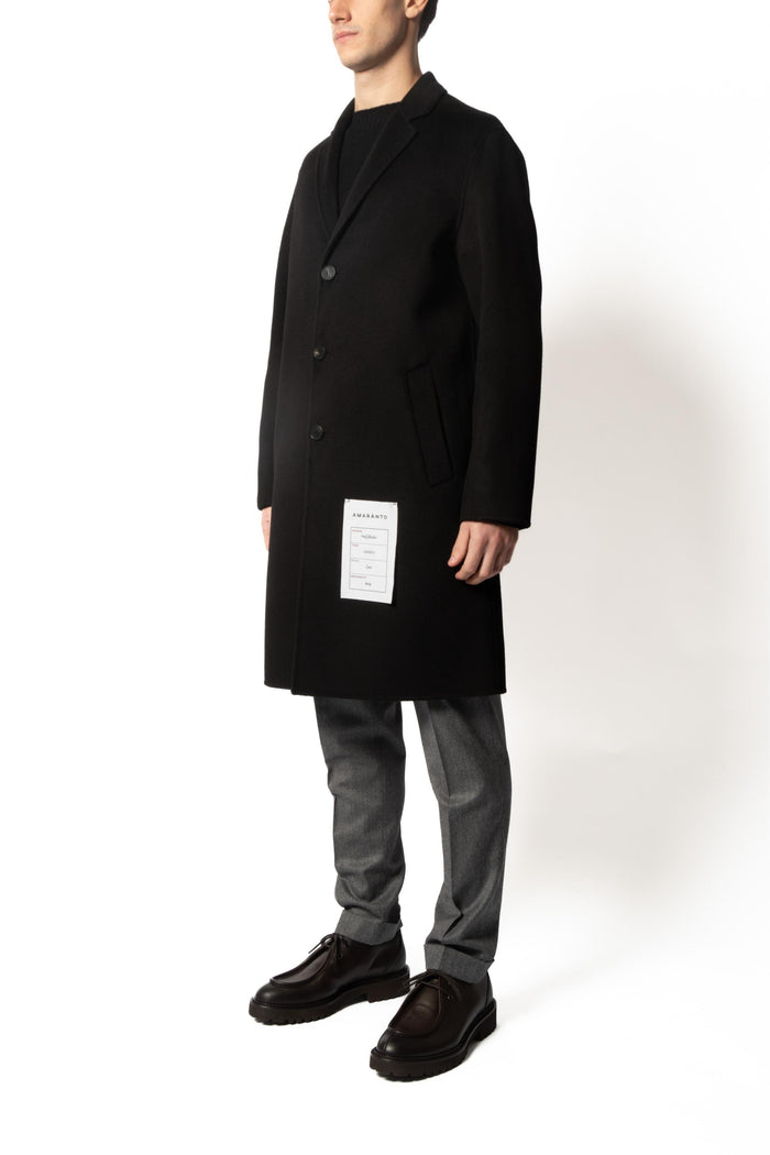 Amaranto Cappotto Nero Uomo Monopetto Slim 2