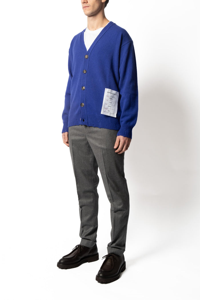 Amaranto Cardigan Blu Uomo con Bottoni 2