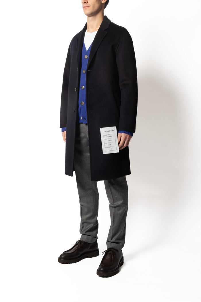 Amaranto Cappotto Blu Uomo Monopetto Slim 5