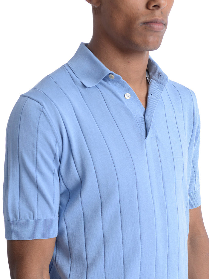 Filippo De Laurentis Uomo Polo Azzurro a Coste 5