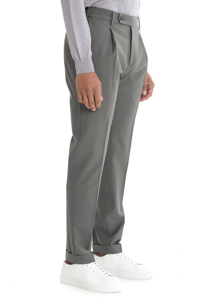 Berwich Men's Grey-Green Retro Trousers 2