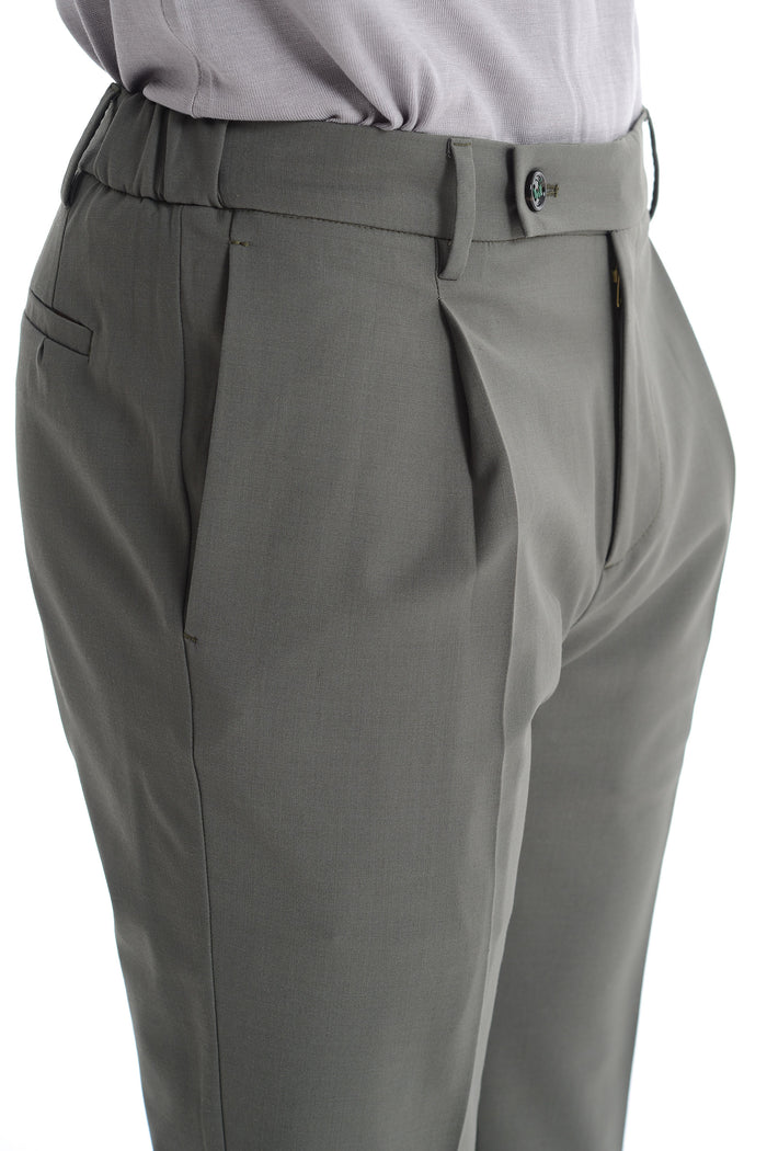 Berwich Men's Grey-Green Retro Trousers 4