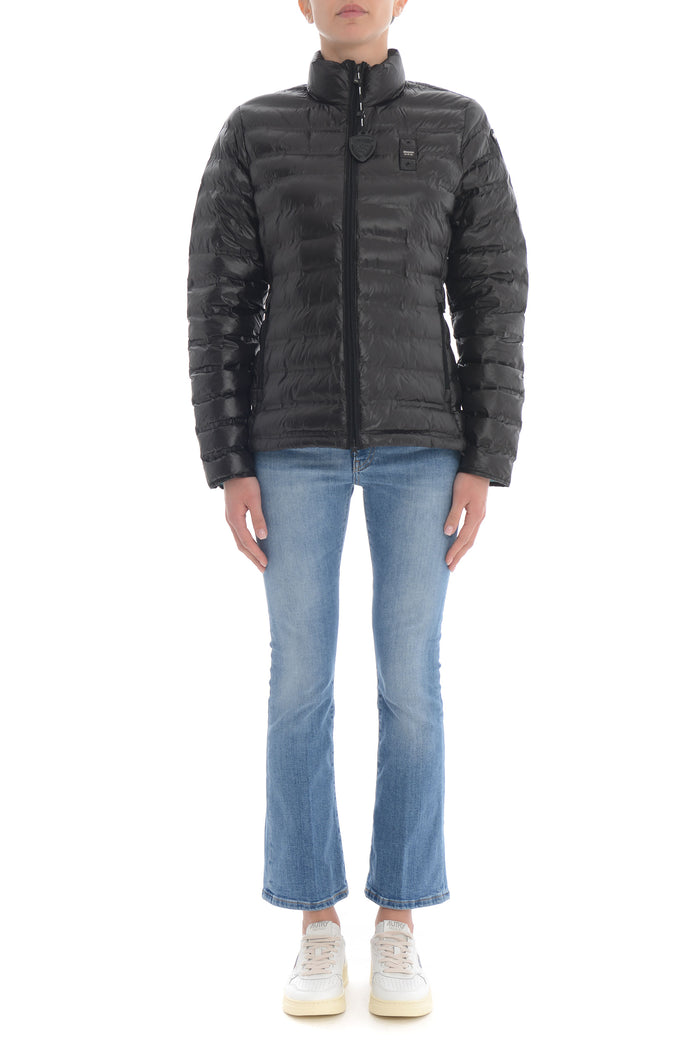 Blauer Giubbotto Nero Donna Biker Imbottito 1