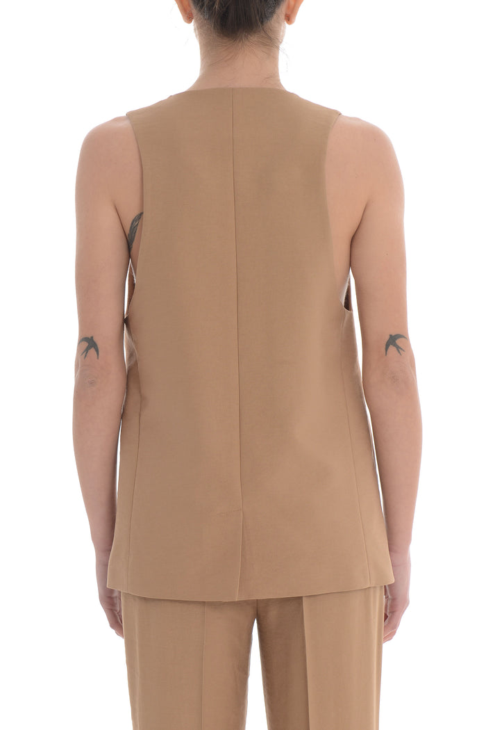 F.it Gilet Marrone Donna monopetto 2