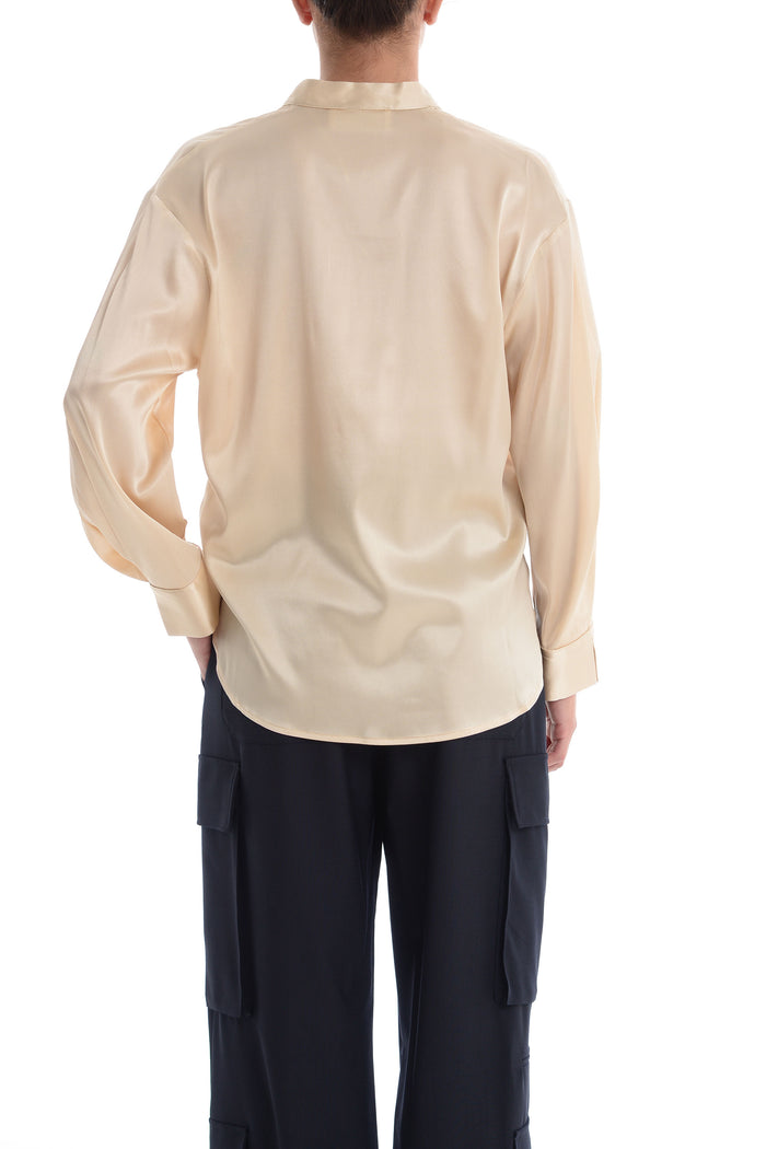 Solo Tre Camicia Beige Donna Scollo a V 3