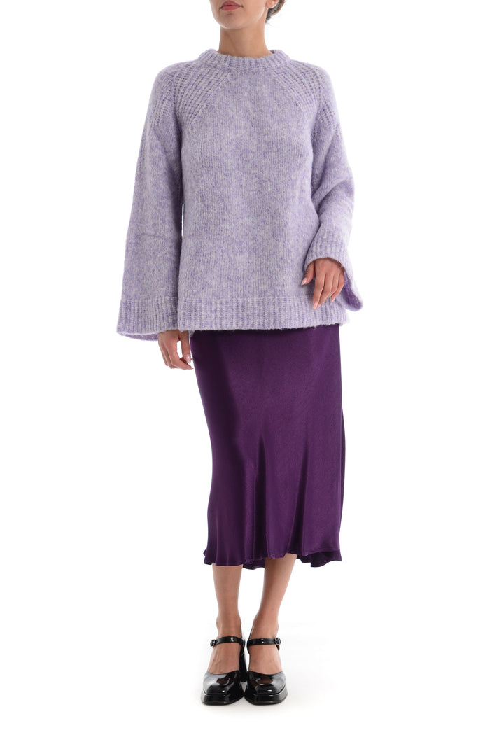 Solo Tre Women's Purple Crew Neck Sweater 2