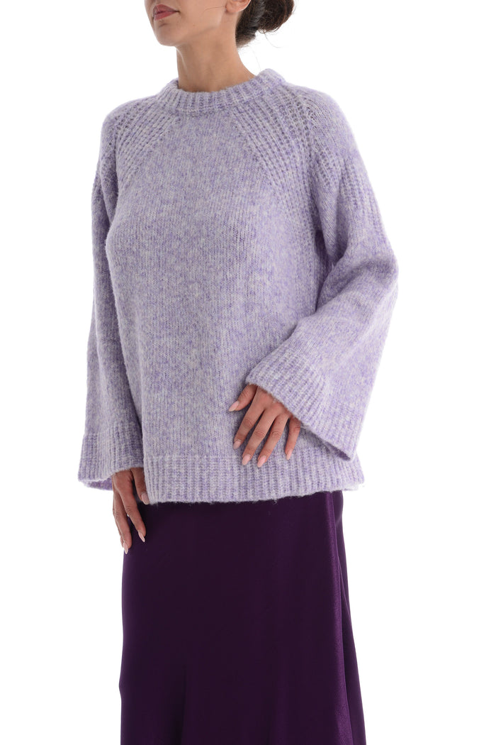 Solo Tre Women's Purple Crew Neck Sweater 1