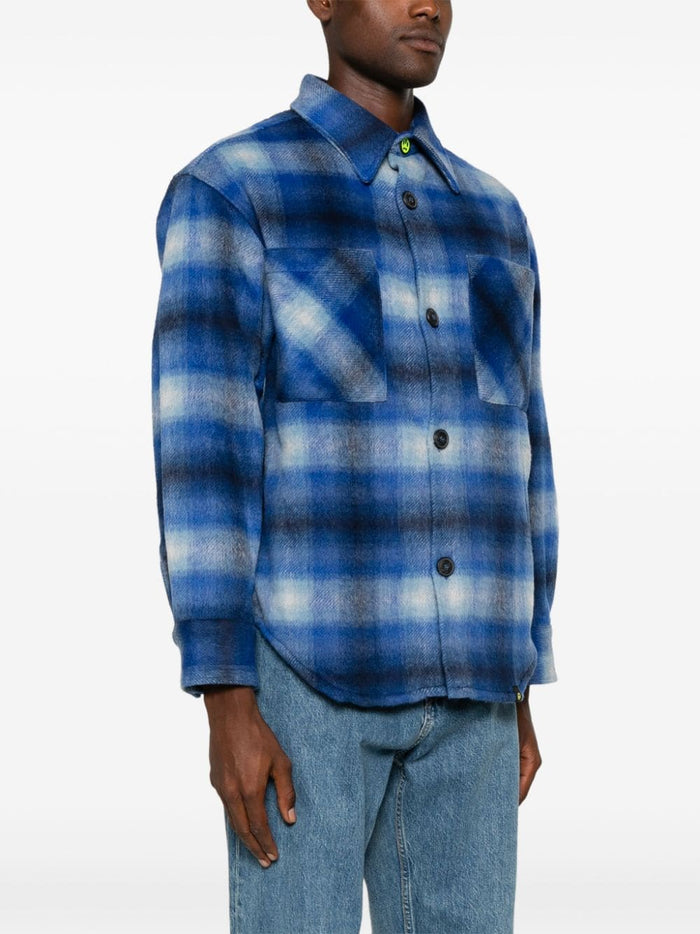 Barrow Unisex Blue Check Shirt Back Logo 2