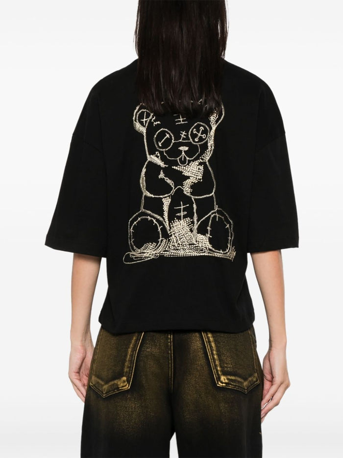 Barrow T-shirt Nero Donna ricamo Teddy Bear posteriore 2