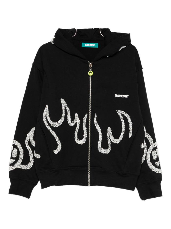Barrow Felpa Nero Donna Motivo Fiamme 1