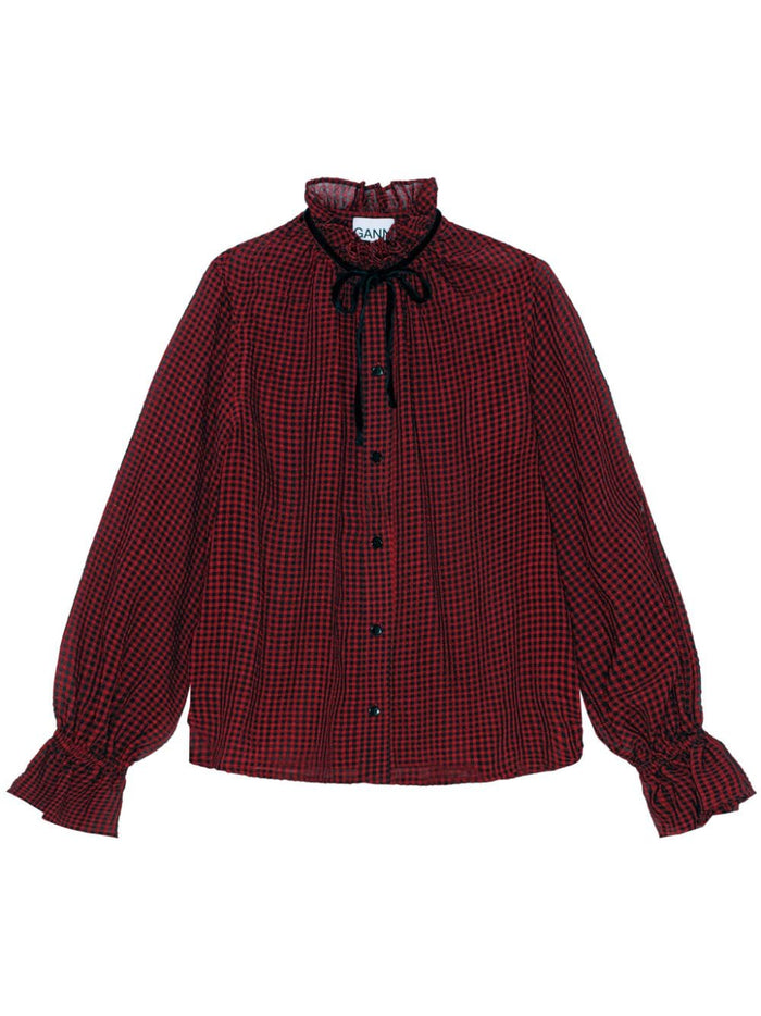 Ganni Bordeaux Shirt Women Vichy 5