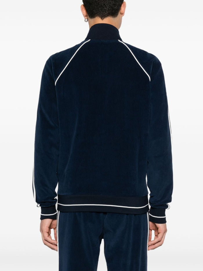 Kenzo Felpa Blu Uomo Zip a Costine Fiore Boke 4