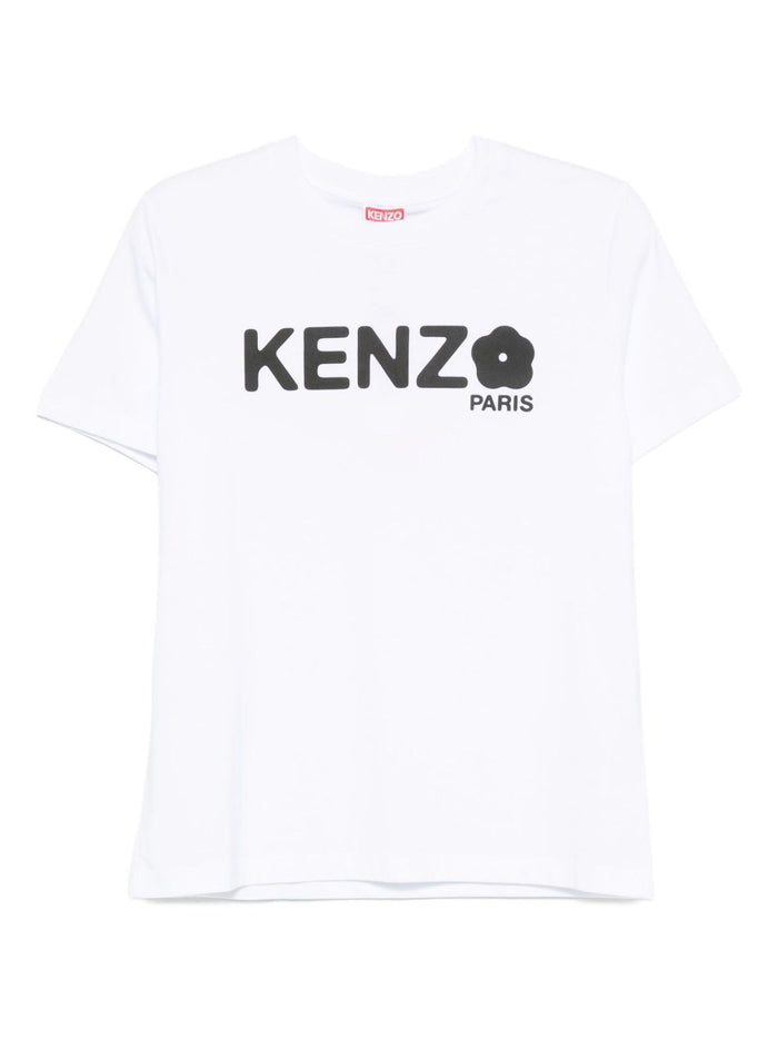 Kenzo White Women's T-shirt with Flower Logo Print 5