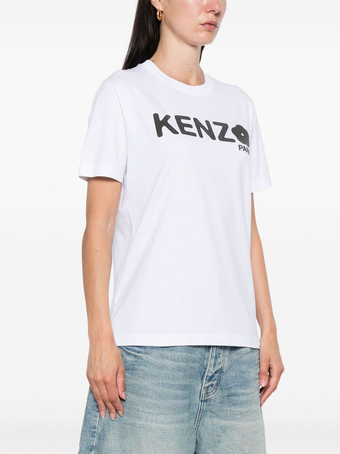 Kenzo White Women's T-shirt with Flower Logo Print 1