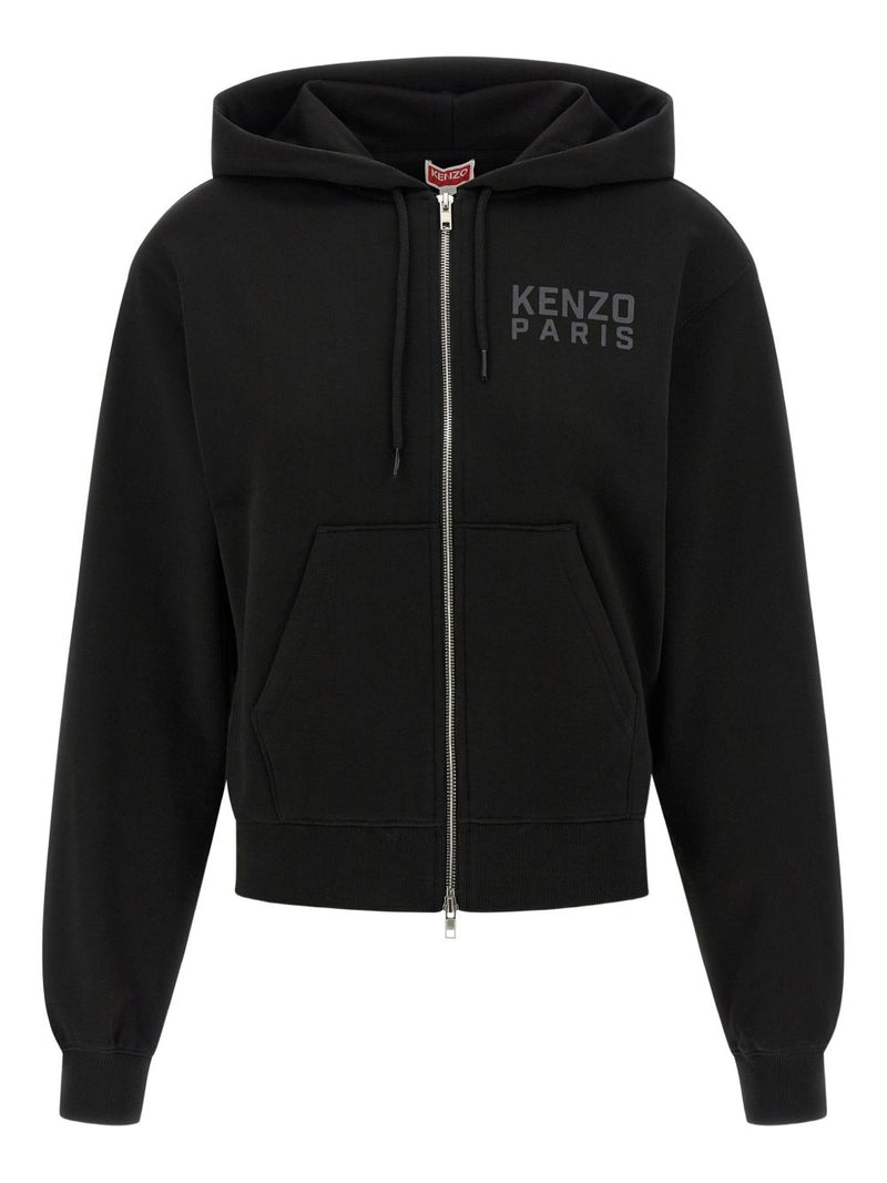 Kenzo Felpa Nero Donna Cappuccio e Zip Dipierro