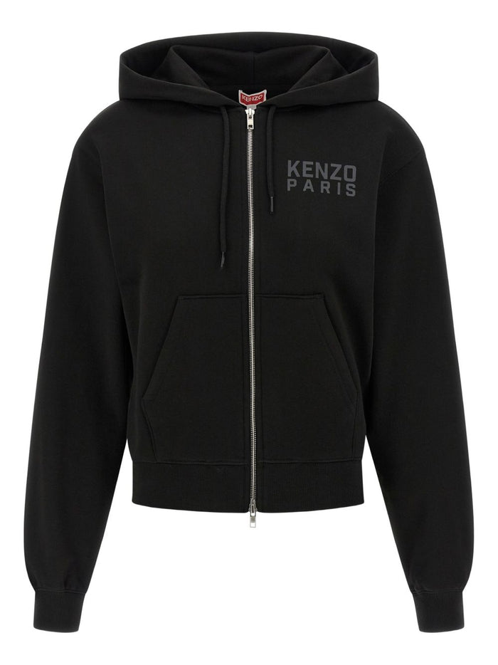 Kenzo Felpa Nero Donna Cappuccio e Zip 1